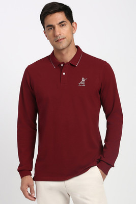 PETER ENGLAND Graphic Print Men Polo Neck Maroon T-Shirt