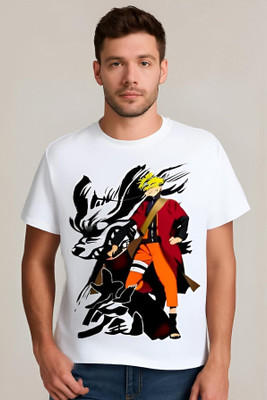 Royal Creations By Rv Printed Men Round Neck White T-Shirt