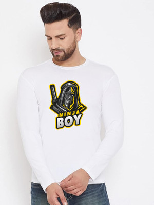 LV CARE Printed Men Round Neck White T-Shirt
