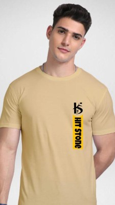 KD HIT FASHION Printed Men Round Neck Yellow T-Shirt