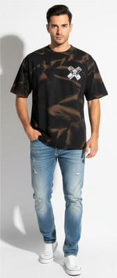 shhop Graphic Print, Washed Men Round Neck Multicolor T-Shirt