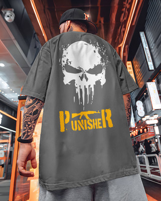 MOWA Graphic Print Men Round Neck Grey T-Shirt