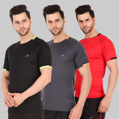 VECTOR X Solid Men Round Neck Multicolor T-Shirt