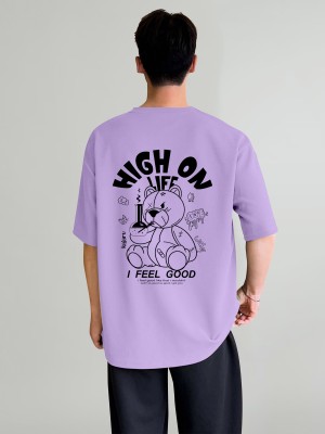 KAJARU Printed Men Round Neck Purple T-Shirt