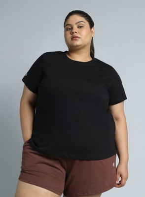 Cult Solid Women Round Neck Black T-Shirt