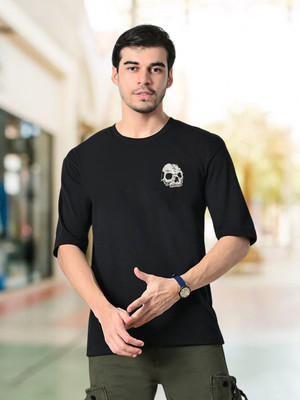 METRONAUT Printed Men Round Neck Black T-Shirt