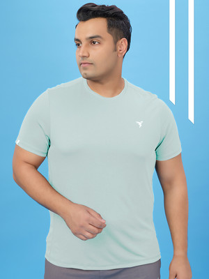 TECHNOSPORT Solid Men Round Neck Light Blue T-Shirt