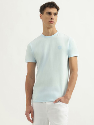 United Colors of Benetton Solid Men Round Neck Blue T-Shirt