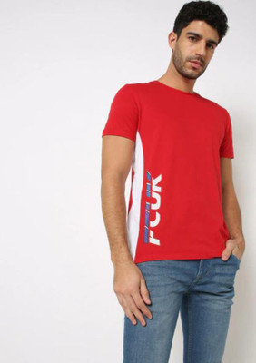 French Connection Printed Men Round Neck Red T-Shirt
