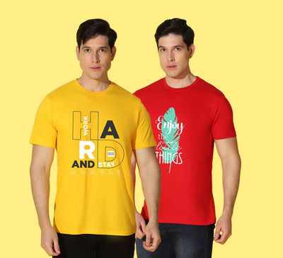 WOOSTRO Typography Men Round Neck Multicolor T-Shirt