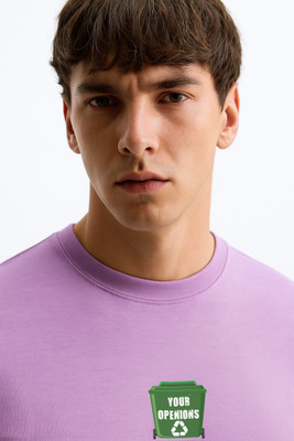 Teesverse Printed Men Crew Neck Purple T-Shirt