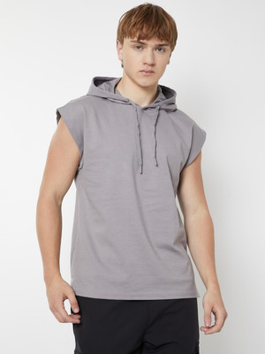 MAX Printed Men Round Neck Grey T-Shirt