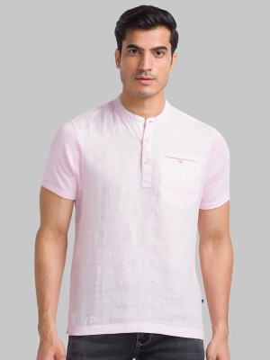 PARX Solid Men Polo Neck Pink T-Shirt