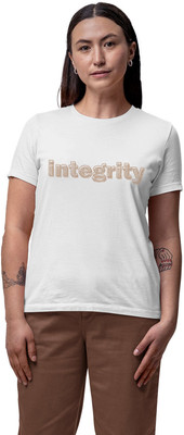 Fighterhero Typography Women Round Neck White T-Shirt