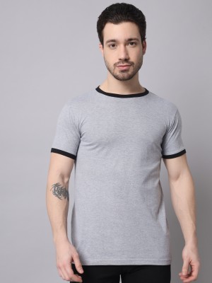 Trends Tower Colorblock Men Round Neck Grey T-Shirt