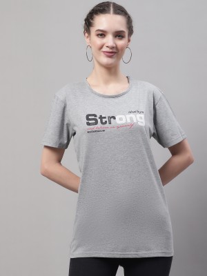 VIMAL JONNEY Typography Women Round Neck Grey T-Shirt