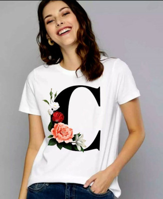 GP GARMENTS Printed Women Round Neck White T-Shirt
