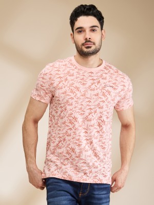 BEING HUMAN Printed Men Crew Neck Pink T-Shirt