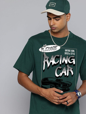 R.Code by The Roadster Life Co. Printed Men Round Neck Dark Green T-Shirt