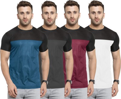 UDI n ADI Colorblock Men Round Neck Blue, Grey, Maroon, White T-Shirt