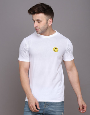 GEUM Solid Men Round Neck White T-Shirt