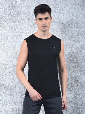 Force NXT Solid Men Round Neck Black T-Shirt