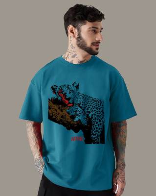 AUSK Printed Men Round Neck Dark Blue T-Shirt