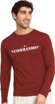 OrrganicChics Typography Men Round Neck Maroon T-Shirt