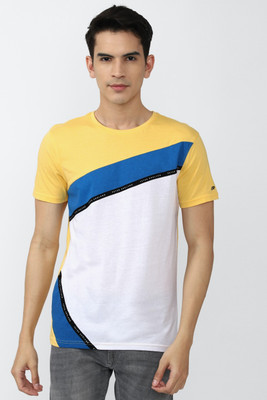 PETER ENGLAND Colorblock Men Round Neck Yellow T-Shirt