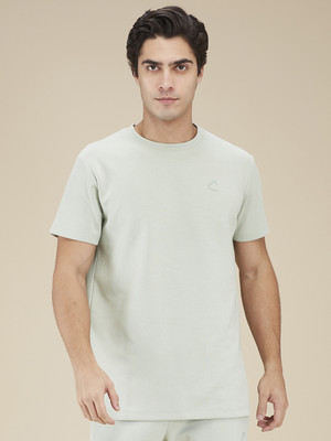 BEING HUMAN Solid Men Round Neck Green T-Shirt