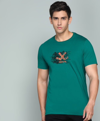 WROGN Printed Men Crew Neck Dark Green T-Shirt