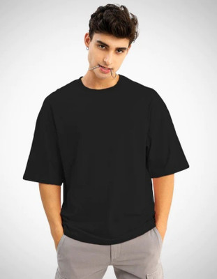 Solid Men Black T-Shirt