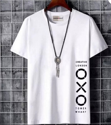 ATTITUDE START OF FASHION Printed Men Round Neck White T-Shirt