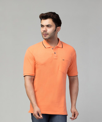 Corsair Solid Men Polo Neck Pink T-Shirt