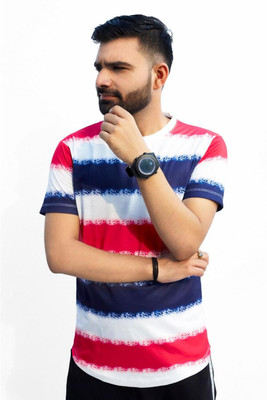 DEE LEAF Striped Men Round Neck Multicolor T-Shirt