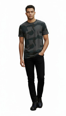 Suparsh Military Camouflage, Solid, Abstract Men Round Neck Multicolor T-Shirt