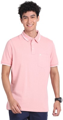 TURTLE Solid Men Polo Neck Pink T-Shirt