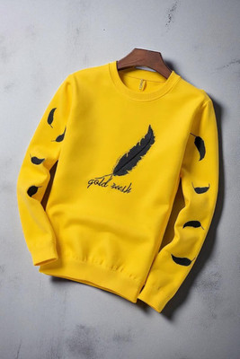 FAOES Printed Men Round Neck Yellow T-Shirt