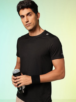HRX by Hrithik Roshan Solid Men Round Neck Black T-Shirt