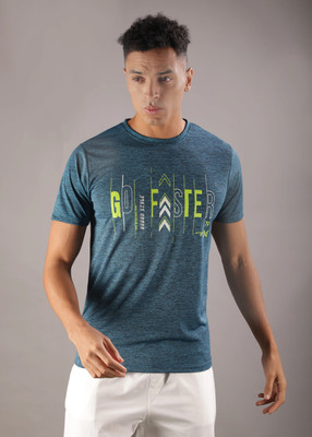 Force NXT Printed Men Round Neck Blue T-Shirt