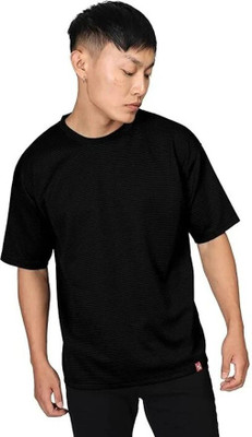 COPEHHI Solid Men Round Neck Black T-Shirt