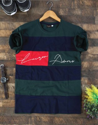 Lauren Adams Colorblock Men Round Neck Dark Green T-Shirt