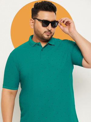 RENUOVO Printed Men Polo Neck Dark Green T-Shirt