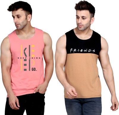 SLOWLORIS Graphic Print Men Round Neck Pink, Black, Beige T-Shirt