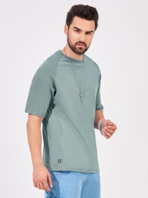 MANIAC Solid Men Round Neck Green T-Shirt