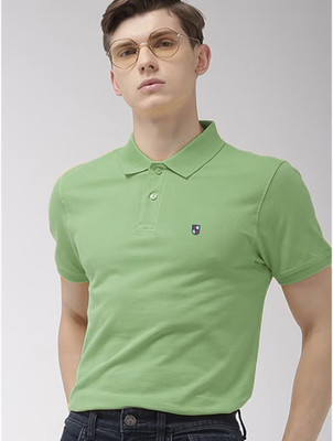 SR Fashion Solid Men Polo Neck Green T-Shirt
