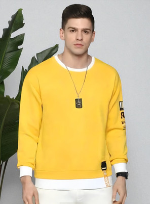 Autna Printed Men Round Neck Yellow T-Shirt