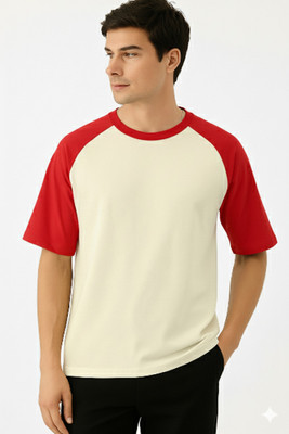UrGear Solid Men Round Neck Red, Beige T-Shirt