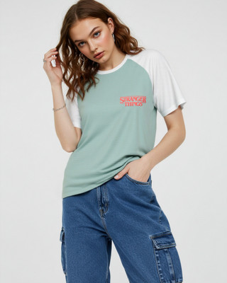 METRONAUT Printed Women Round Neck Light Green T-Shirt