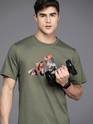 ADIDAS Printed Men Crew Neck Green T-Shirt